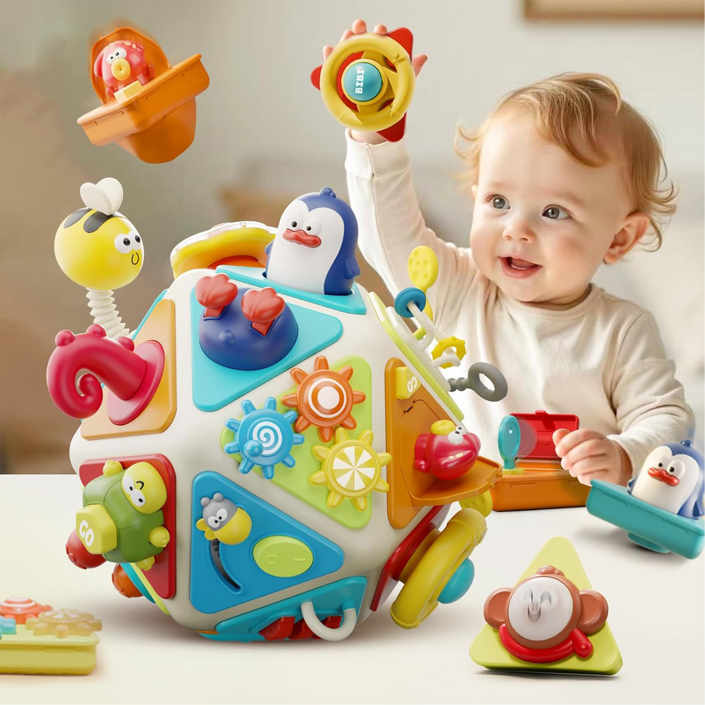 21 in 1 Montessori Busy Cube Ball for Toddlers, Educational Baby Toys for 12-18 Months, Sensory Activity Toy for 1-2 Year Old Boys and Girls, Early Educational Learning Baby Toys Gift