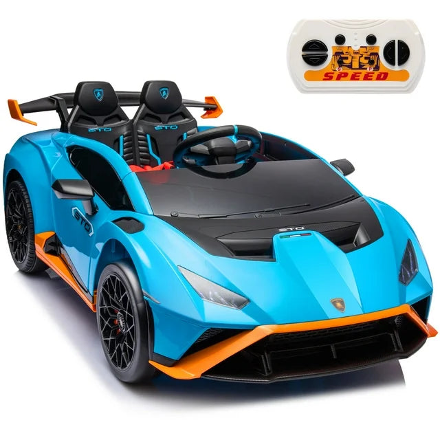 24 V Powered Ride on Cars for Kids, Licensed Lamborghini Huracan Sto Ride on Toys with Remote Control, LED Light, MP3 Player, Electric Vehicles Ride on Toys for Boys Girls Gifts, White