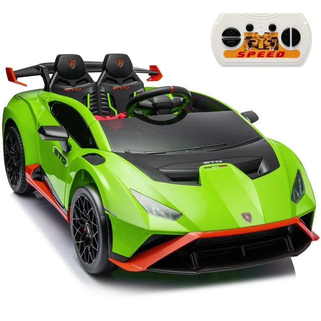 24 V Powered Ride on Cars for Kids, Licensed Lamborghini Huracan Sto Ride on Toys with Remote Control, LED Light, MP3 Player, Electric Vehicles Ride on Toys for Boys Girls Gifts, White