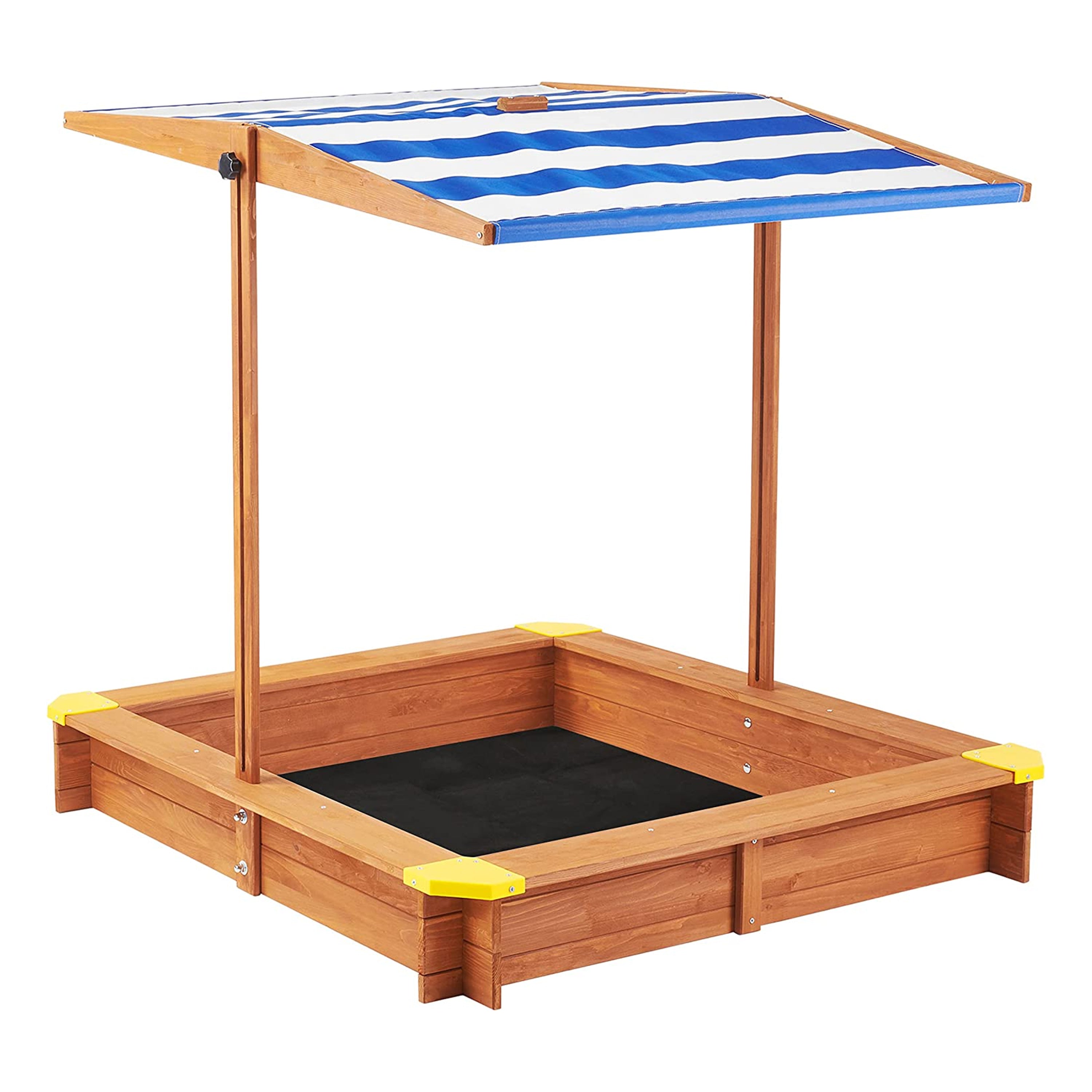 Outdoor Kids Sandbox with Cover Canopy Adjustable, Wooden Sandbox with Bench and Lid, Sand Play Toy Center for Boys Girls