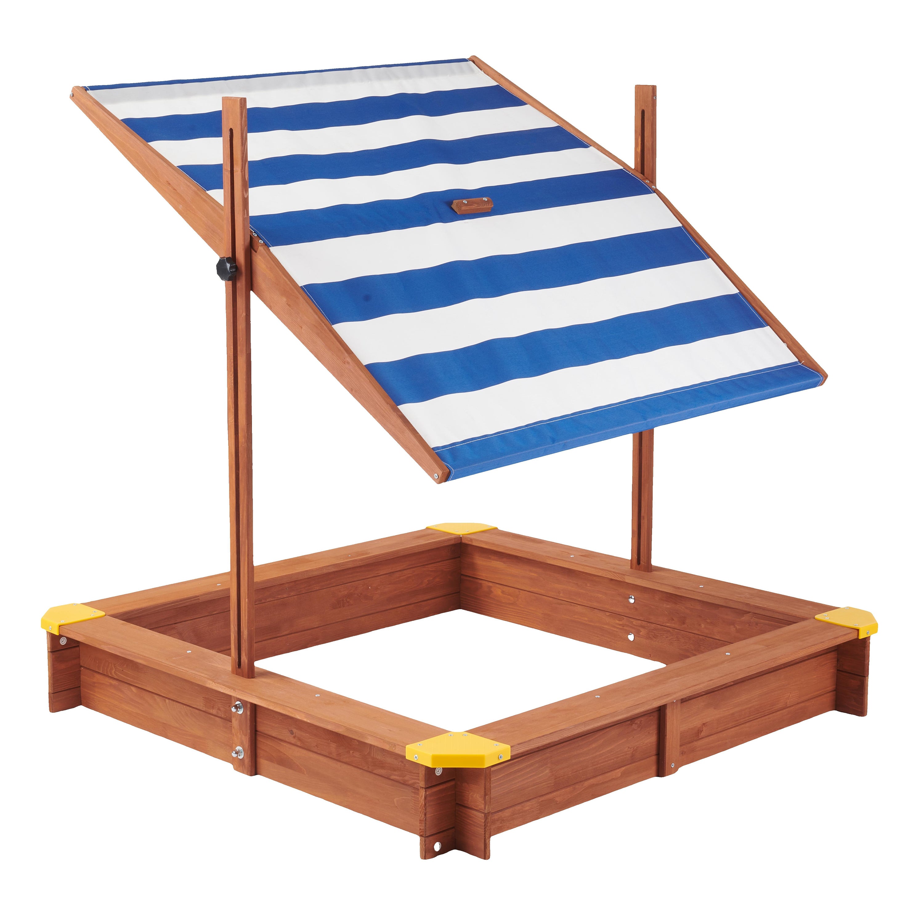 Outdoor Kids Sandbox with Cover Canopy Adjustable, Wooden Sandbox with Bench and Lid, Sand Play Toy Center for Boys Girls