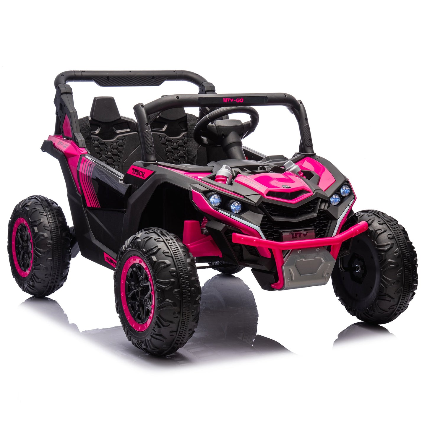 24V 2 Seater Ride On UTV, 4 Wheel Suspension Ride on Car W/Parents Remote Control, LED, Slow Start, Large Wheel Design, Storage Space, Music, USB, Bluetooth, Electric Car for Kids 3+