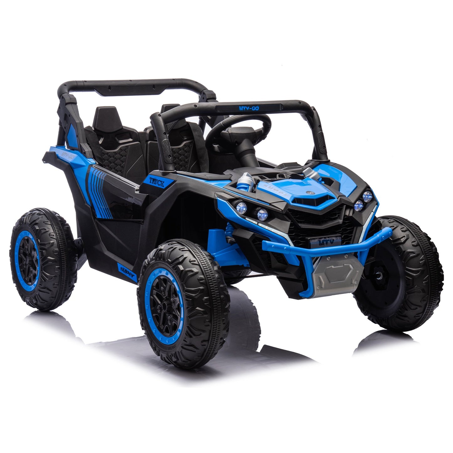 24V 2 Seater Ride On UTV, 4 Wheel Suspension Ride on Car W/Parents Remote Control, LED, Slow Start, Large Wheel Design, Storage Space, Music, USB, Bluetooth, Electric Car for Kids 3+