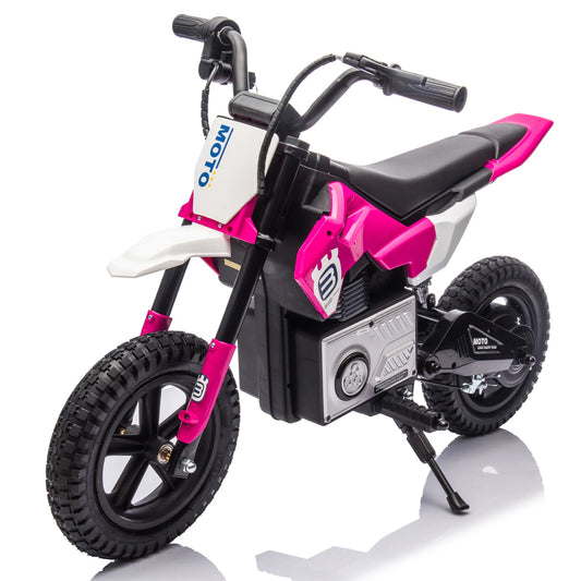 24V Electric Dirt Bike for Kids, 200W, Ride on Motorcycle with Key Switch, Throttle, Brakes, Bluetooth, Music, Horn, Off Road Motocross Speed Up to 9.38 MPH, Powered Electric Toy for Boys Girls 5-15