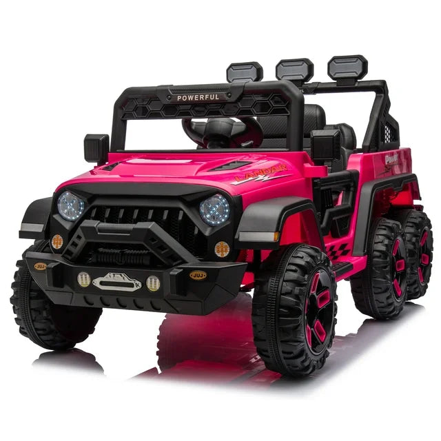 24V Powered Ride on PickUp Truck for Kids, 4 Wheels Suspension Electric Ride on Cars Toys with Remote Control, LED Light, Bluetooth music, Rear Storage, 6 Wheels Ride on Toys for 3-8 Years Boys Girls