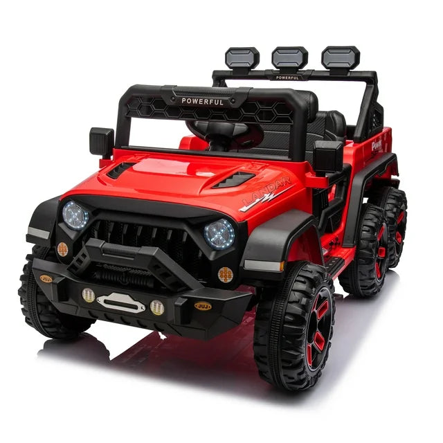 24V Powered Ride on PickUp Truck for Kids, 4 Wheels Suspension Electric Ride on Cars Toys with Remote Control, LED Light, Bluetooth music, Rear Storage, 6 Wheels Ride on Toys for 3-8 Years Boys Girls