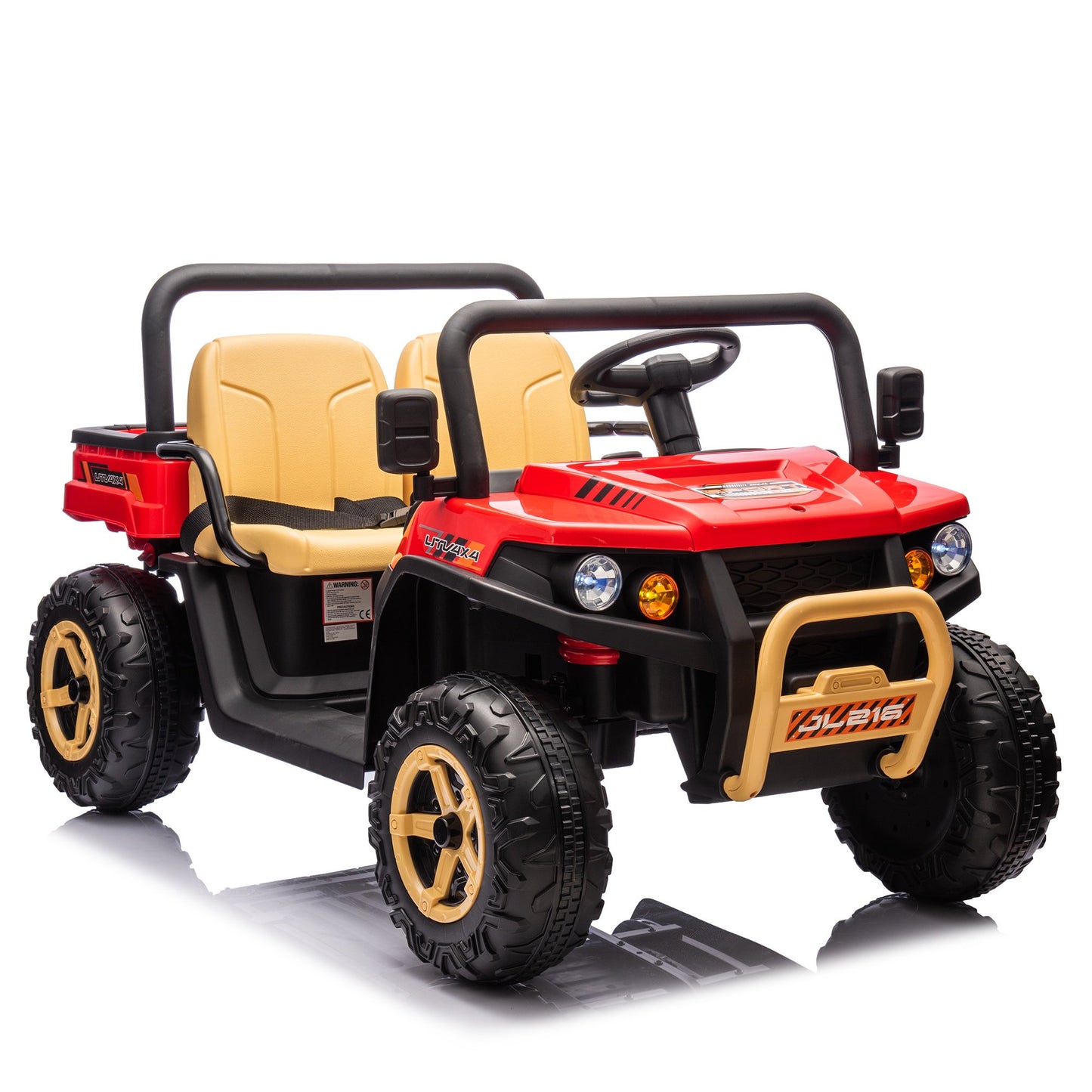 24V XXXL Kids Ride On UTV W/Parents Remote Control,Two-seater,Automatic tipping bucket,Rear wheel suspension,Slow start,Portable handle,Safety Belt,LED light,USB,MP3,Bluetooth,Horn for Kids Aged 3-8