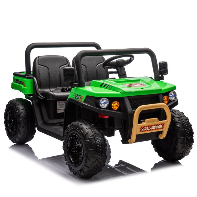 24V XXXL Kids Ride On UTV W/Parents Remote Control,Two-seater,Automatic tipping bucket,Rear wheel suspension,Slow start,Portable handle,Safety Belt,LED light,USB,MP3,Bluetooth,Horn for Kids Aged 3-8