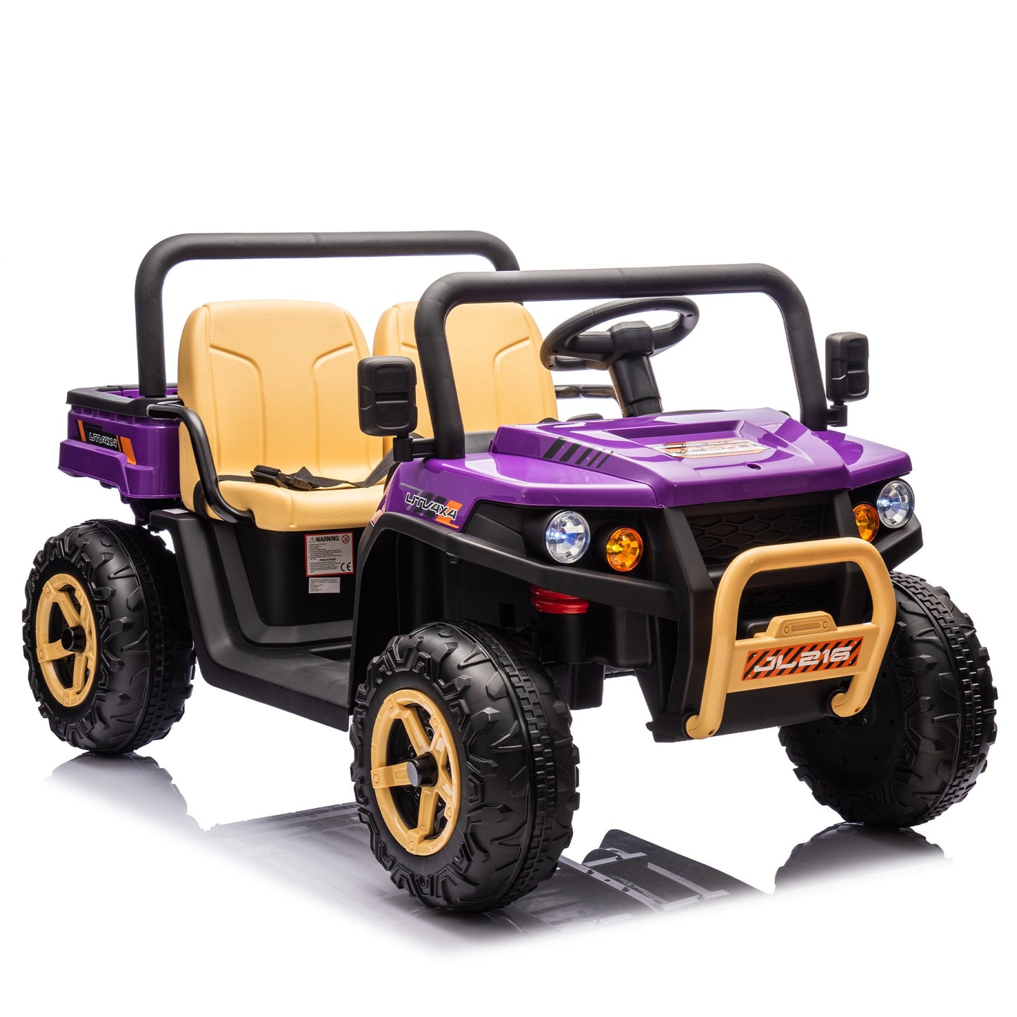 24V XXXL Kids Ride On UTV W/Parents Remote Control,Two-seater,Automatic tipping bucket,Rear wheel suspension,Slow start,Portable handle,Safety Belt,LED light,USB,MP3,Bluetooth,Horn for Kids Aged 3-8