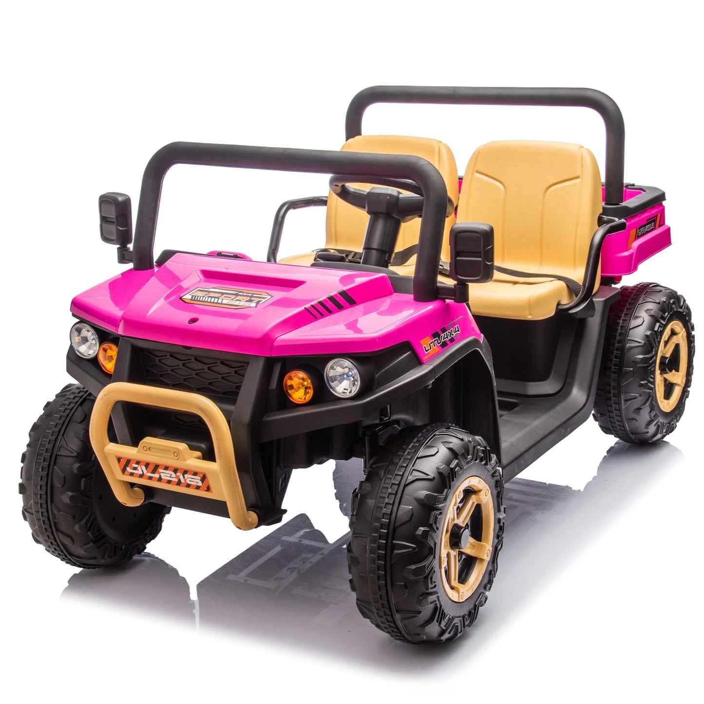 24V XXXL Kids Ride On UTV W/Parents Remote Control,Two-seater,Automatic tipping bucket,Rear wheel suspension,Slow start,Portable handle,Safety Belt,LED light,USB,MP3,Bluetooth,Horn for Kids Aged 3-8