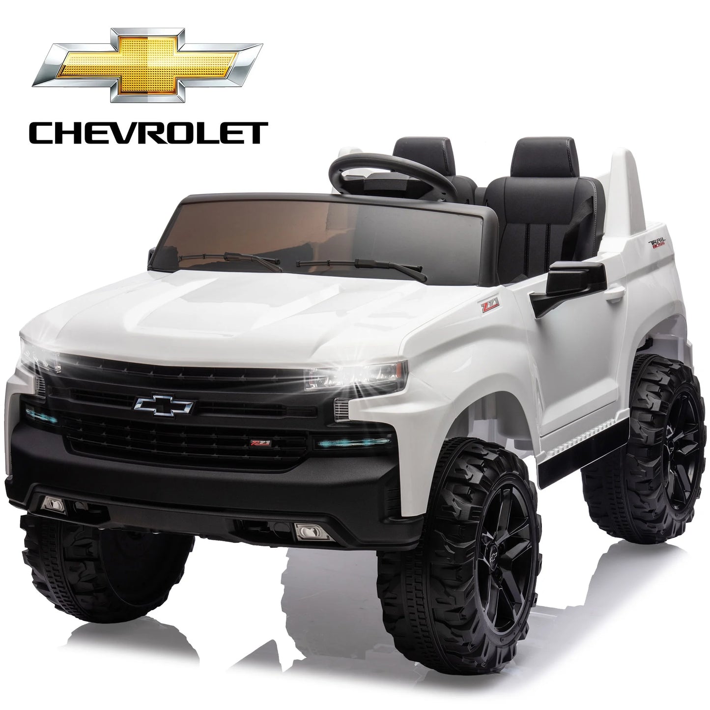 Chevrolet Silverado 24V Powered Ride on Cars for Kids, Extra large Real 2 Seat Ride on Toys with Remote Control, LED Light, MP3 Player, Electric Vehicles Ride on Truck for Boys Girls Gifts, Black