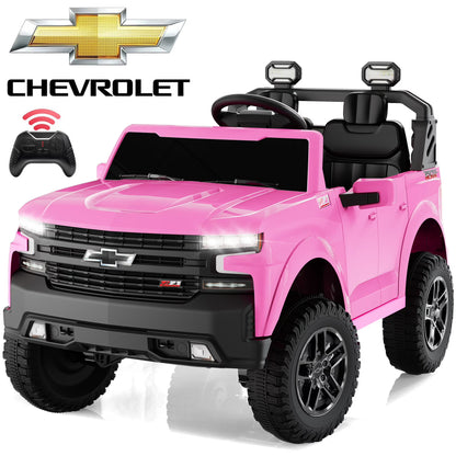 Chevrolet Silverado 24V Powered Ride on Cars for Kids, Extra large Real 2 Seat Ride on Toys with Remote Control, LED Light, MP3 Player, Electric Vehicles Ride on Truck for Boys Girls Gifts, Black