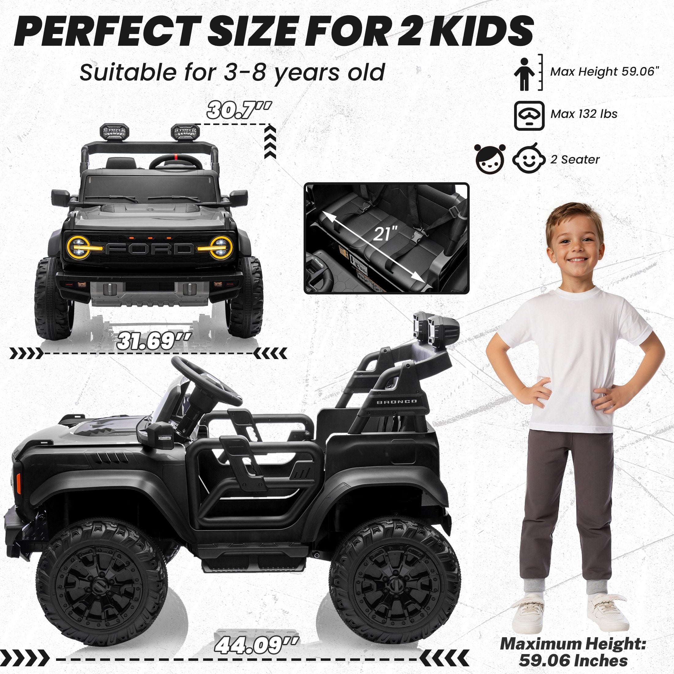 iYofe 24V Ford Bronco Raptor Thunder Electric Ride-On Car