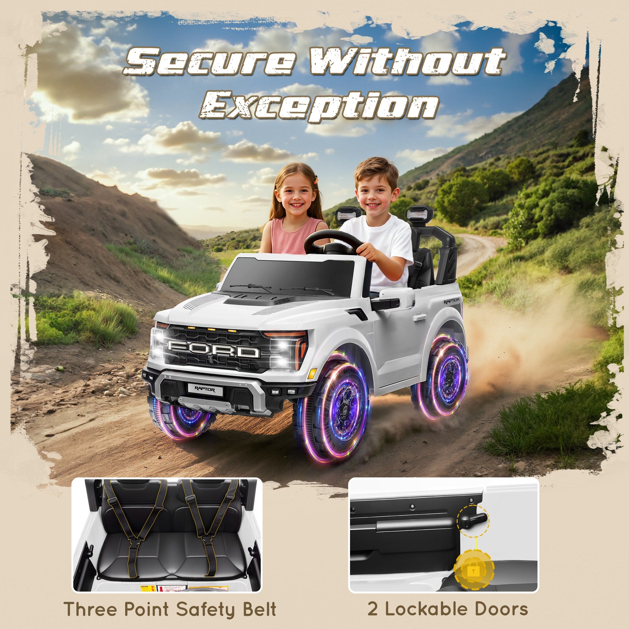 iYofe 24V Ford F-150 Raptor Titan Electric Ride-On Car