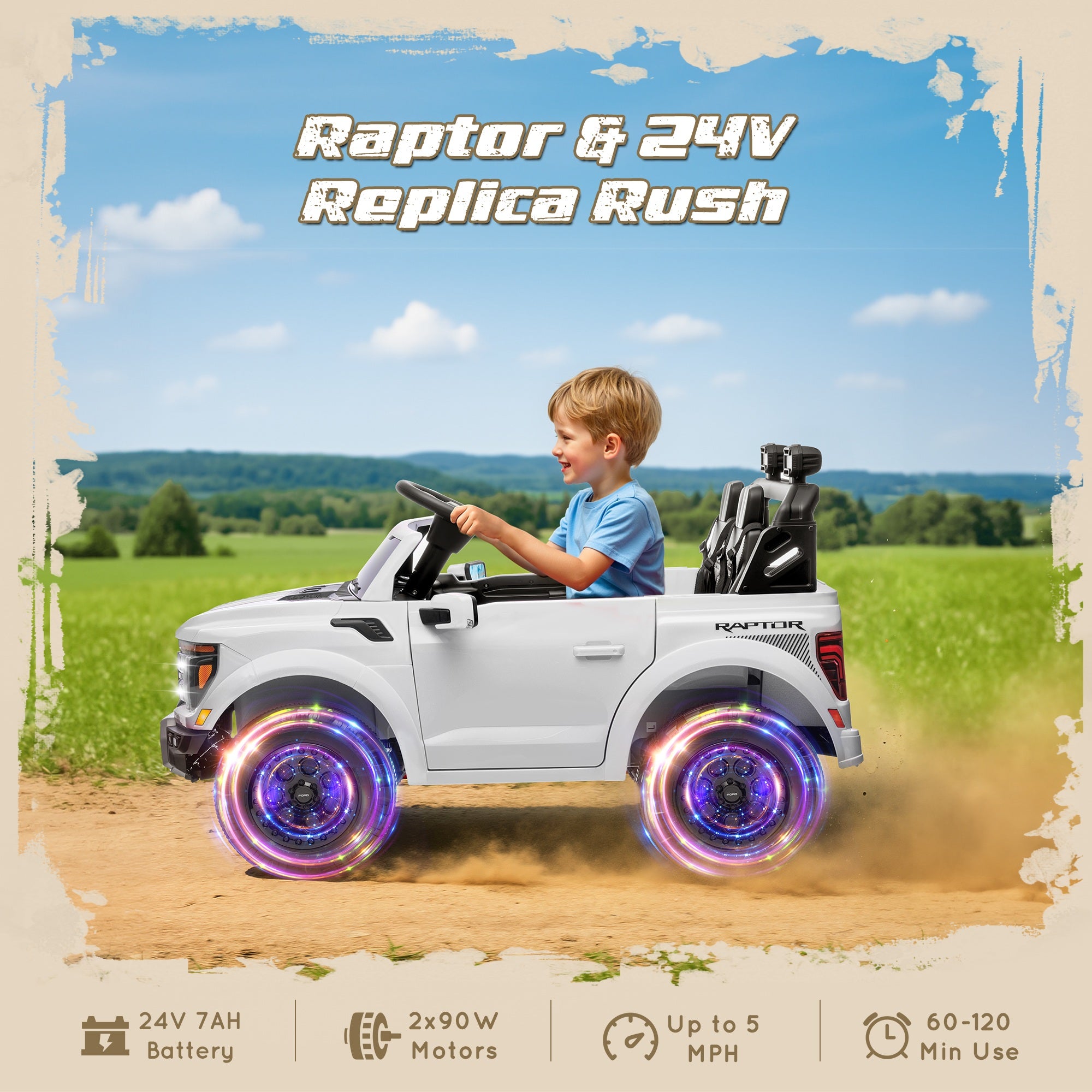 iYofe 24V Ford F-150 Raptor Titan Electric Ride-On Car