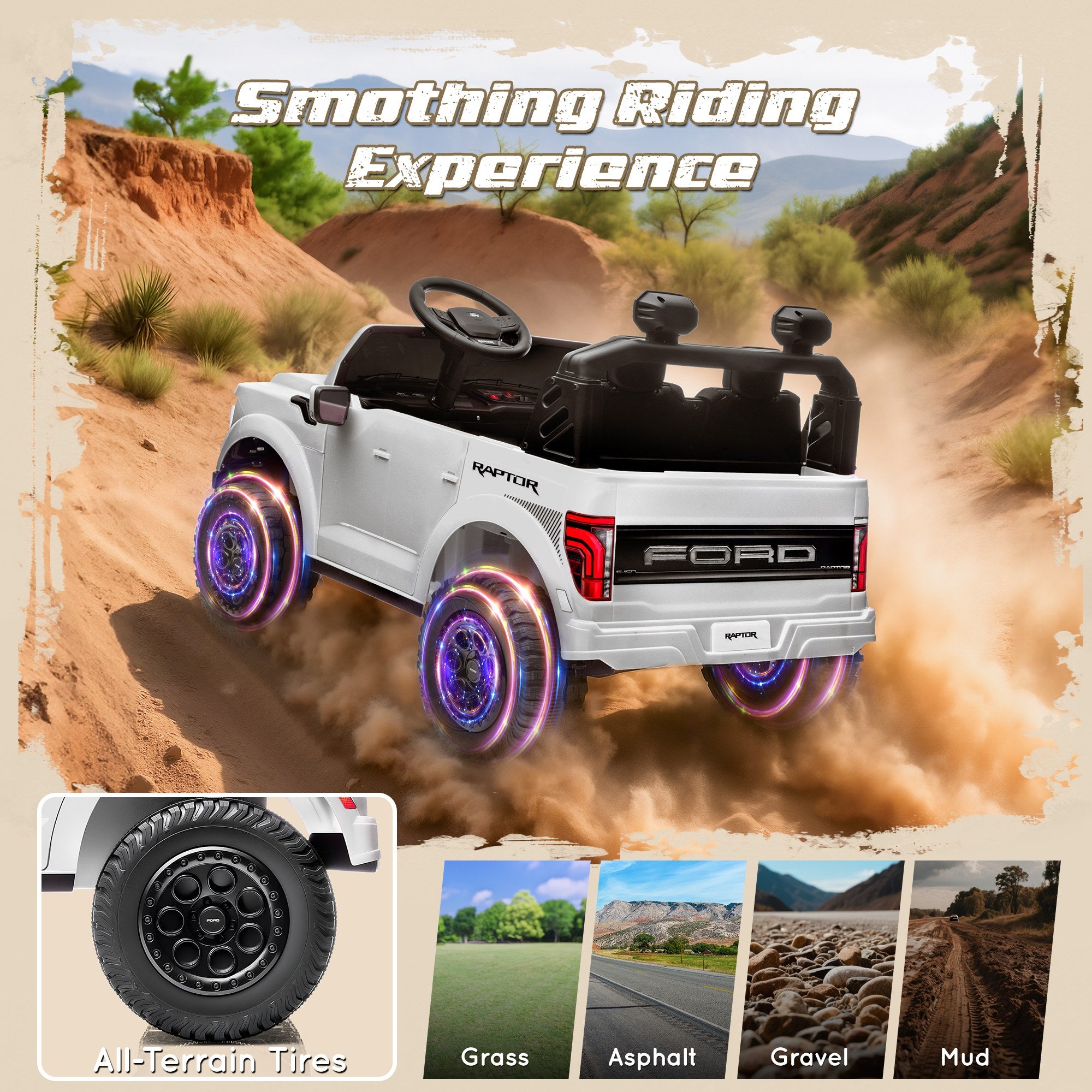 iYofe 24V Ford F-150 Raptor Titan Electric Ride-On Car