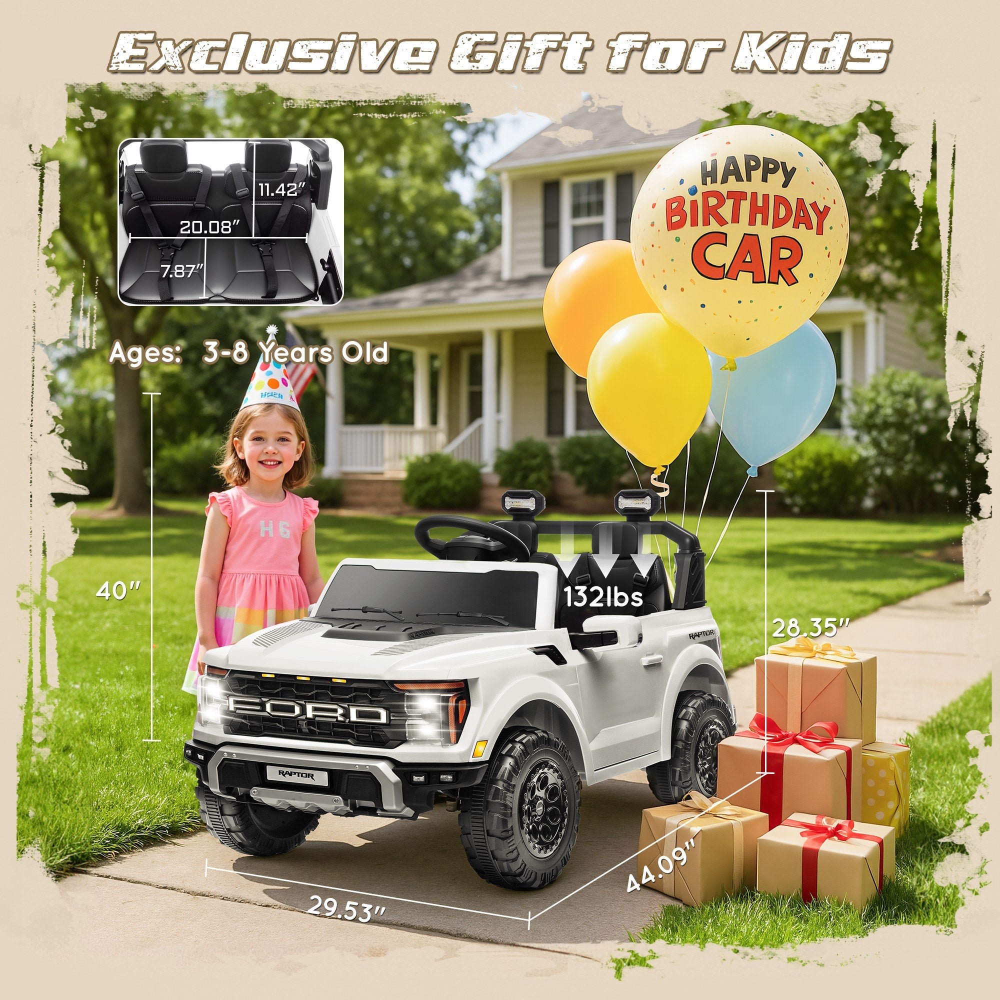 iYofe 24V Ford F-150 Raptor Titan Electric Ride-On Car