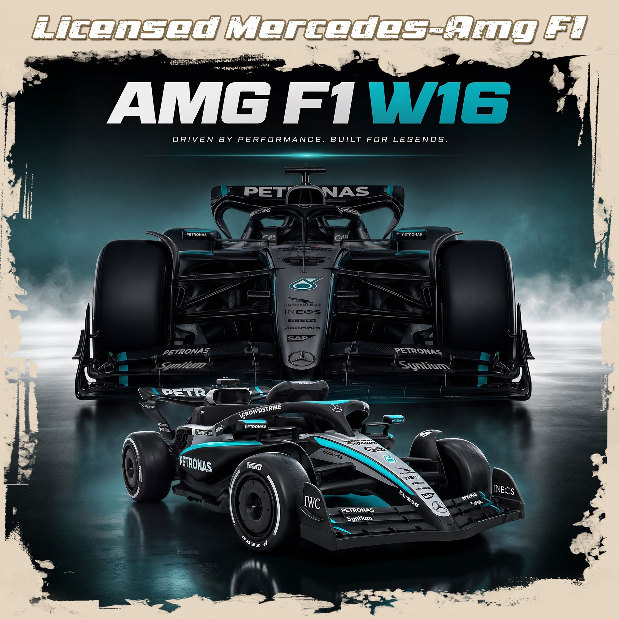 Mercedes-Benz F1 W16 24V Ride On for Kids Ages 3-8, iYofe Lithium Battery Powered Racing Go Kart w/Remote Control, Dual Motor Powered Ride On Car with Rear-Wheels Suspension, Lights, Music