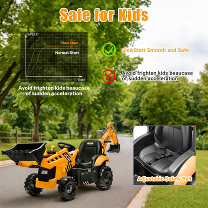 iYofe Kids Electric Excavator with Front & Rear Loader