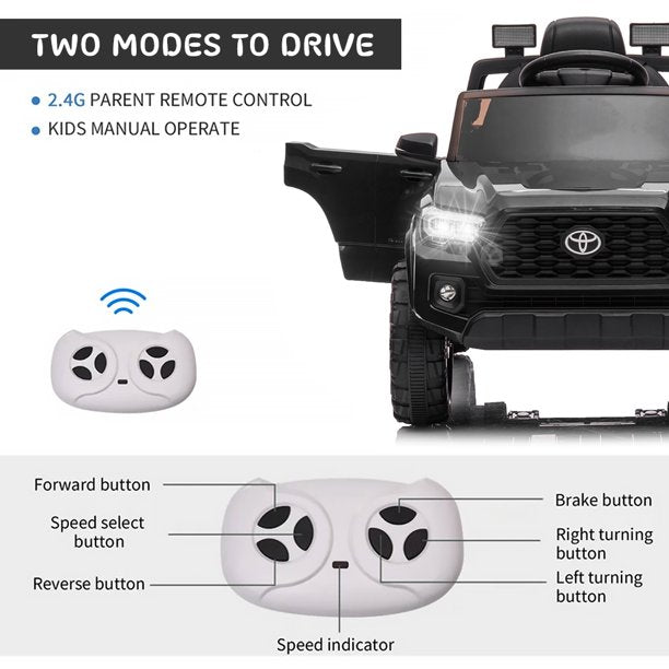 iYofe Black 12V Powered Ride on Car with Remote Control, Electric Ride on Toy for Kids 2-4 Years Old Boys Girls, Rid on Truck with MP3 Player, Radio, Lights, Kids Vehicle for Birthday Christmas Gift