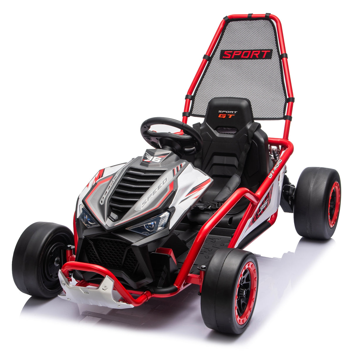 iYofe 24v Ride on Toys for Big Kids, 400w 7.5 Mph Electric Go Kart W/Front Eva Wheel, Music & Lights, Suspension, Bluetooth, 5 Point Harness, Kids Electric Car