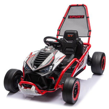 iYofe 24v Ride on Toys for Big Kids, 400w 7.5 Mph Electric Go Kart W/Front Eva Wheel, Music & Lights, Suspension, Bluetooth, 5 Point Harness, Kids Electric Car