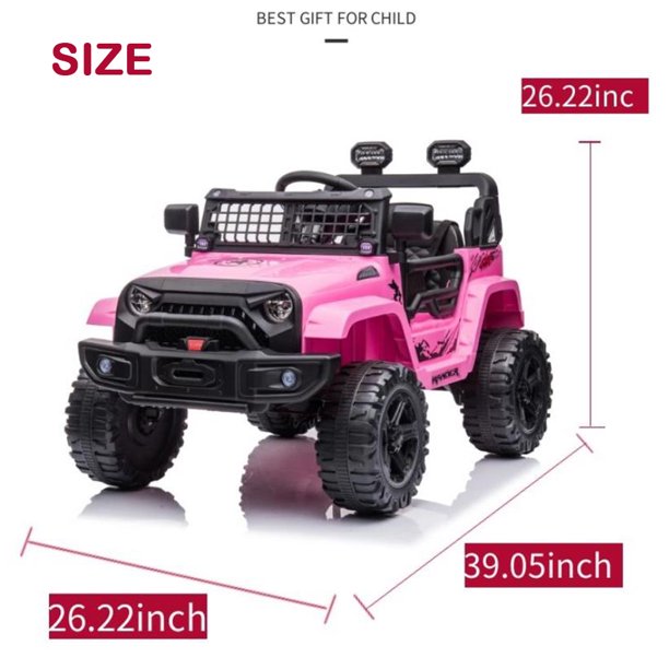 iYofe 12V Powered Ride On Tuck with Parent Remote Control, Foot Pedal, Bluetooth and FM, LED Headlights, Pink Ride on Toy for 2-4 Year Old Girls