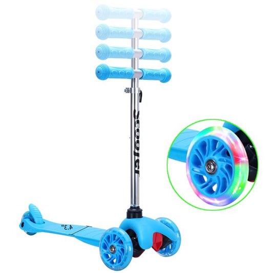 iYofe 3 Wheels Scooter for Kids, Scooter with 3 Light-up Wheels and 4 Height Adjustable, Lightweight Scooter, Easy to Carry and Control, Kids Traval Toy for 3 Yrs + Boy Girls, Blue