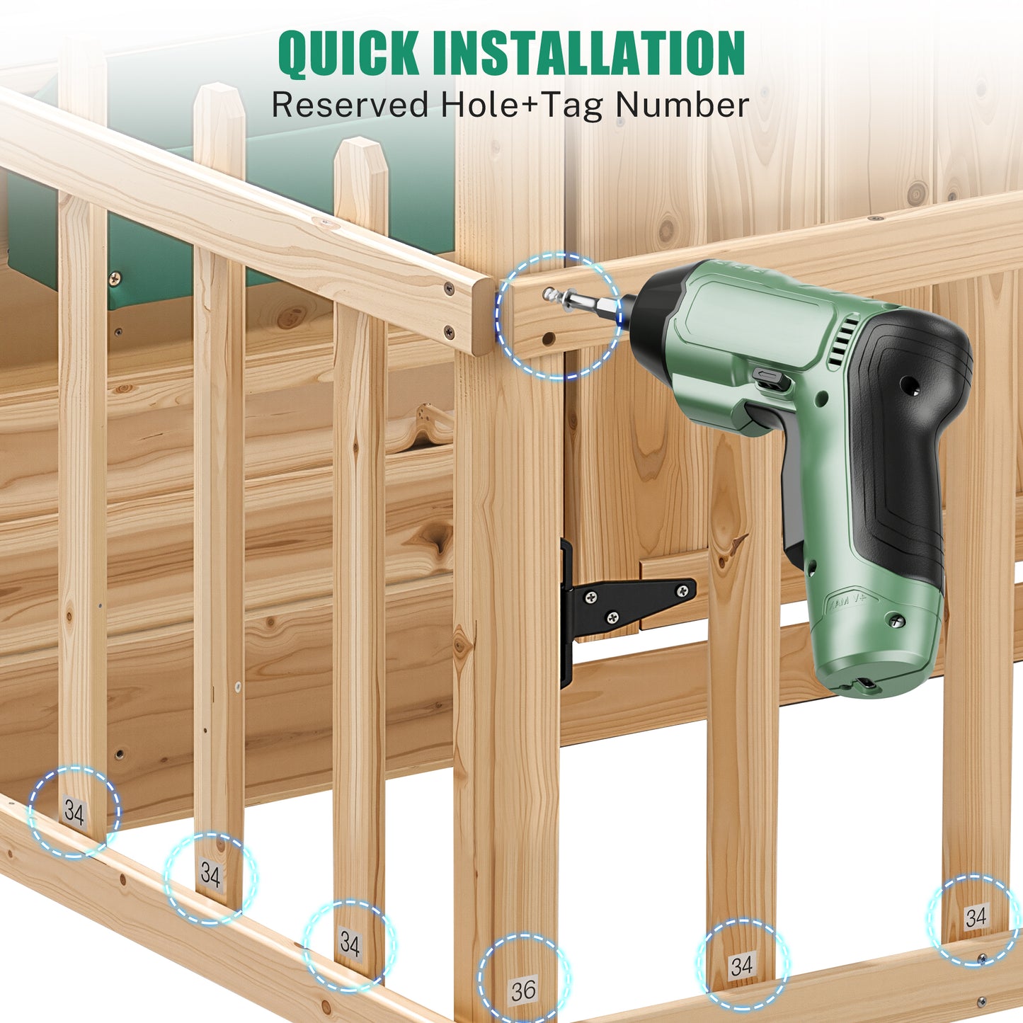 iYofe Outdoor Playhouse, Wooden Play Houses for Toddlers 1-3, Outside Playhouse with KitchenToyset, Flowerpot Holders, Fence (49.5"x62.3"x52.8")