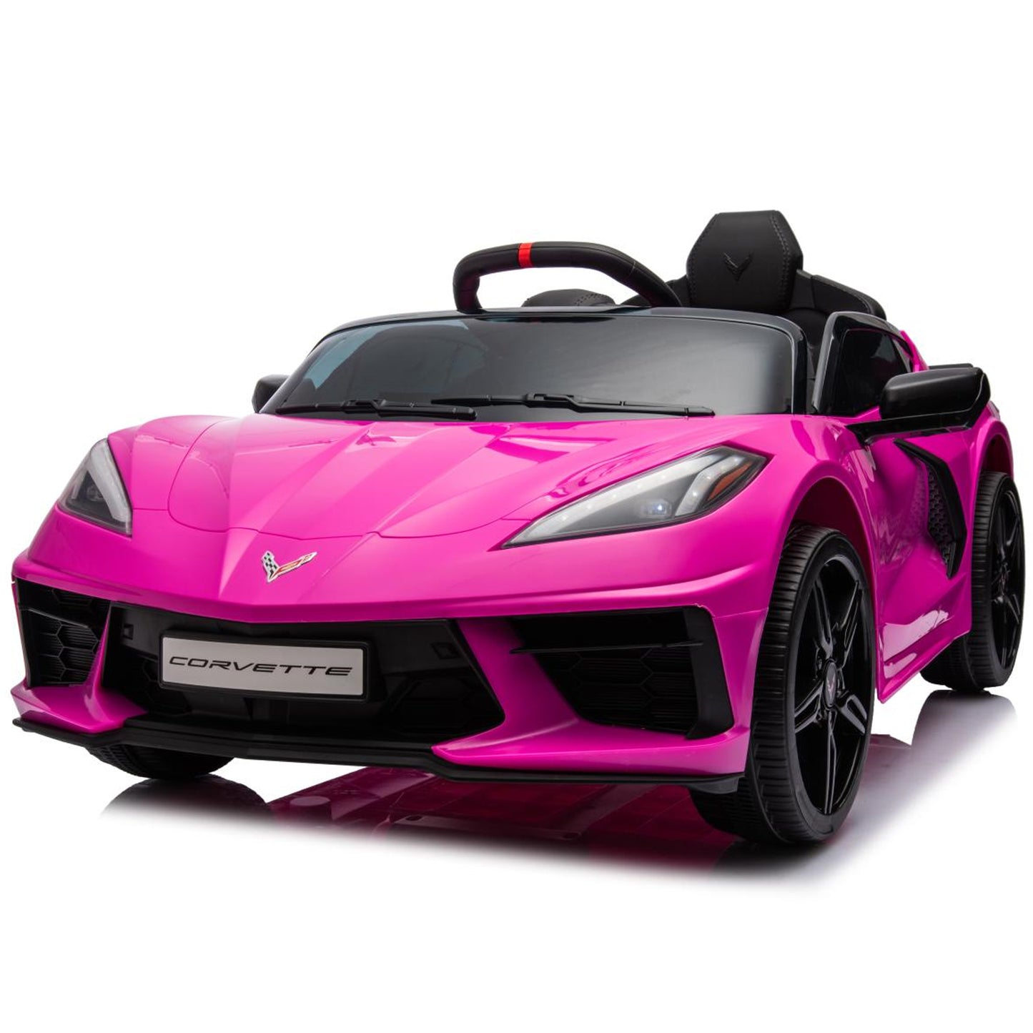 Chevrolet Corvette C8 Ride on Car, 12V Kids Electric Toy with Parent Remote Control, LED Lights, Bluetooth, Spring Suspension, 2 Speed Battery Powered Sports Car