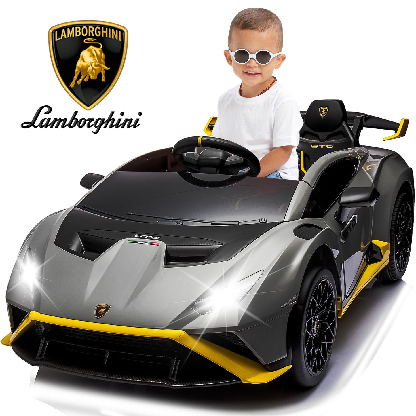 24V Lamborghini 2 Seater Ride on Car for Girls and Boys, Kids Ride on Toy with Remote Control, Electric Car for 3-8 Years Old, Bluetooth
