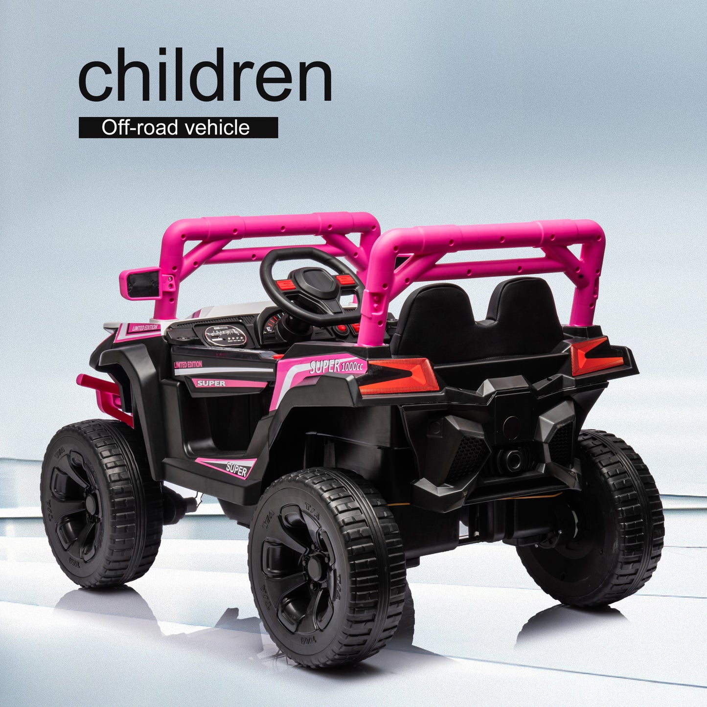 iYofe Kids Ride on Car UTV, 12V Powered Ride on Toy with Remote Control, 4 Wheels Suspension, Safety Belt, MP3 Player, Electric Vehicles for Boys Girls, Pink