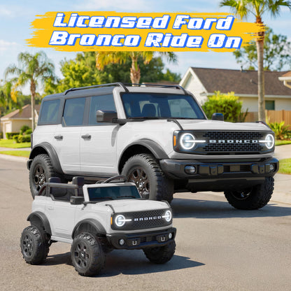 iYofe 24V Ride On Toys for Big Kids 2 Seat, Ford Bronco Base Powered Ride On Cars w/Remote Control, 4 Wheel Spring Suspension, Lights, Bluetooth, Kids Electric Car for Boys Girls Age 3-8, Pink