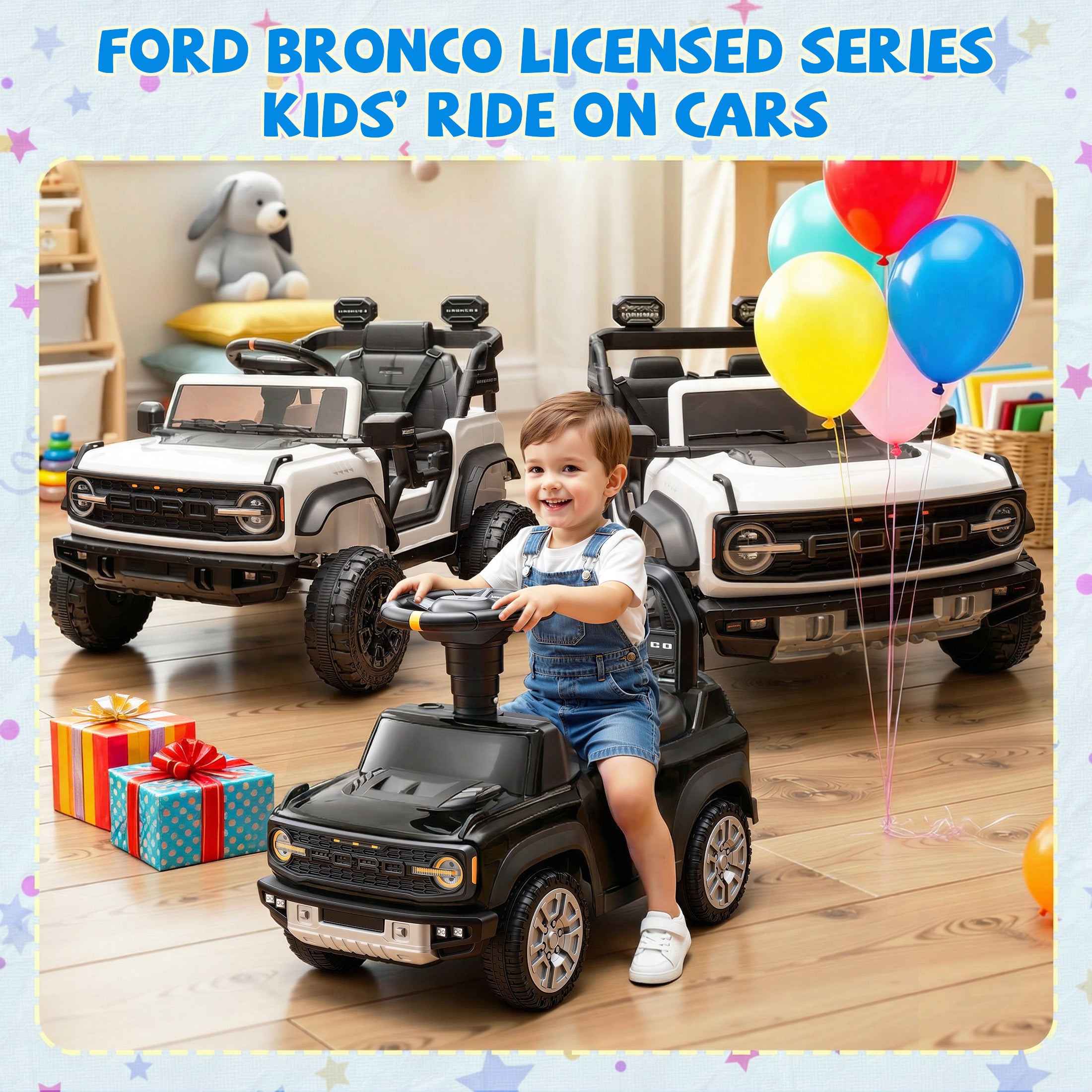 iYofe Ride On Car for Kids, Licensed Ford Bronco Raptor Kids Ride On with Horn, Music, Ride On Toys for Toddlers 18-36 Months