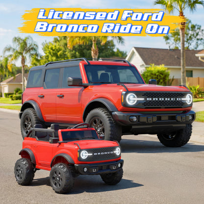 iYofe 24V Ride On Toys for Big Kids 2 Seat, Ford Bronco Base Powered Ride On Cars w/Remote Control, 4 Wheel Spring Suspension, Lights, Bluetooth, Kids Electric Car for Boys Girls Age 3-8, Pink