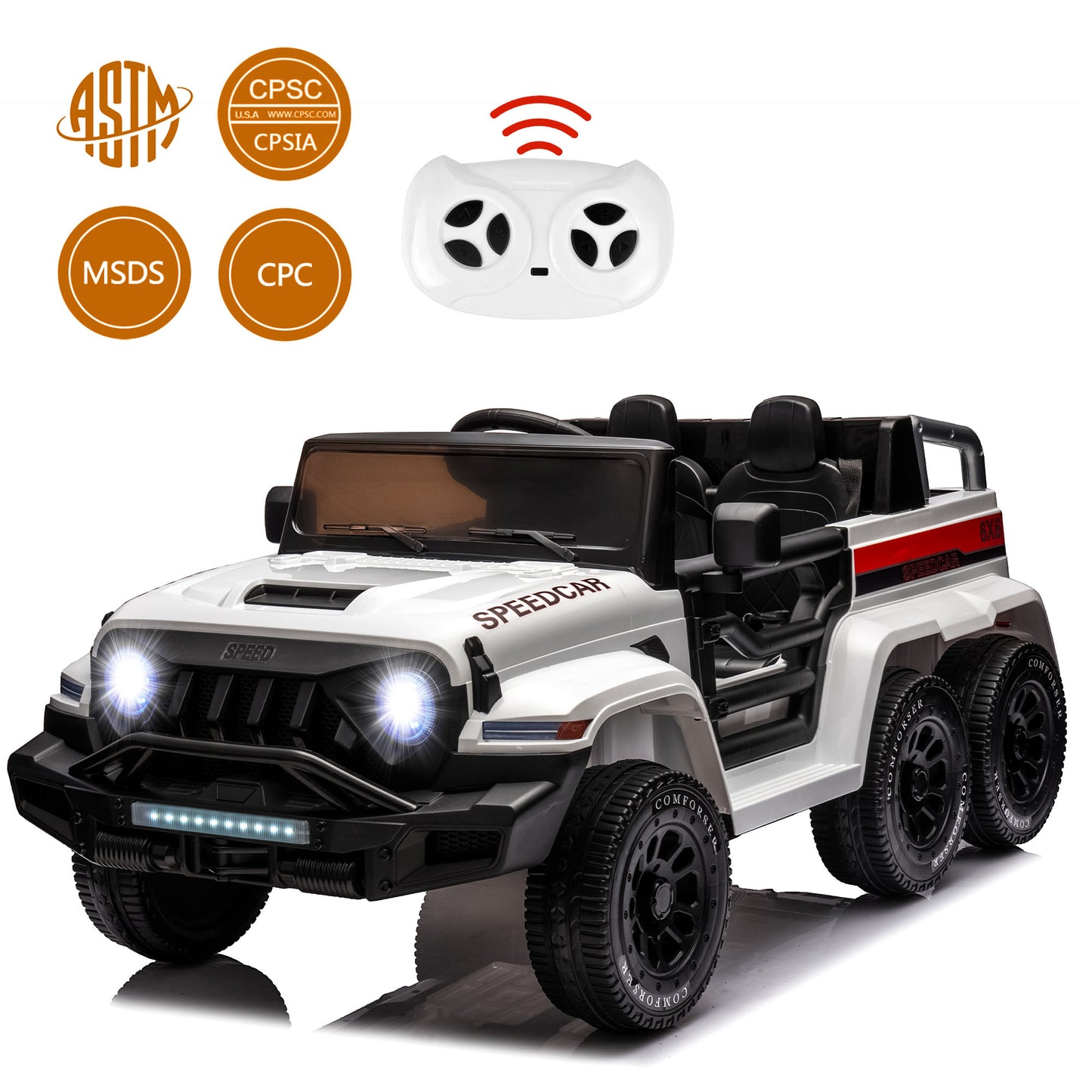 24V 2 Seats Ride on Car with Remote Control Ride on Toy for Boys and Girls 3-6 Years Old Electric Vehicle for Kids Ride on Truck, Bluetooth, Swing Mode