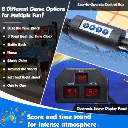 iYofe Basketball Arcade Game Indoor, Arcade Basketball Hoop 8 Game Modes, Electronic Basketball Shooting Machine, Foldable Frame, 6 Balls, Air Pump, Led Scoreboard, for Youth and Adults