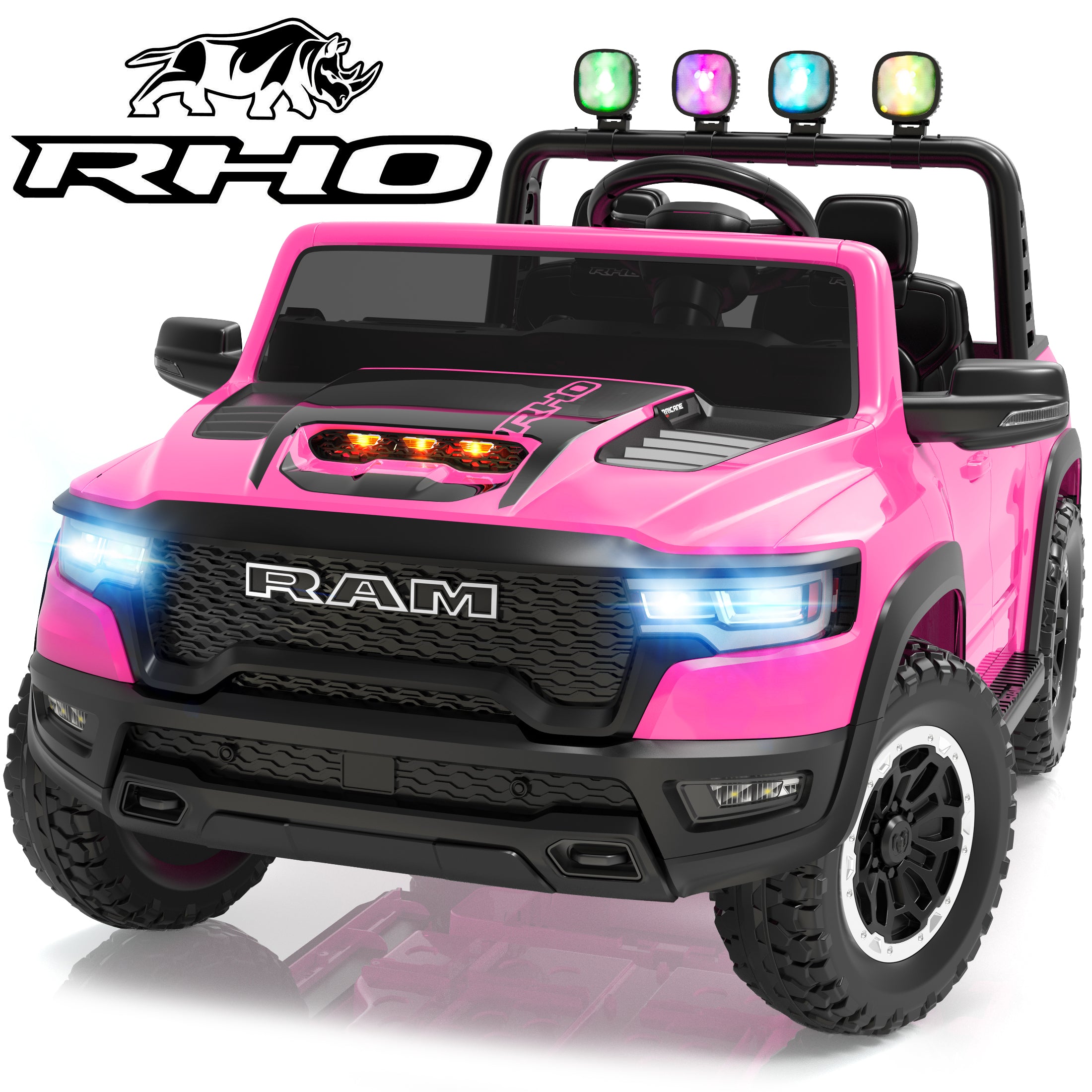 iYofe RAM 24V Kids Ride on Truck Cars for Boys Girls, Battery Powered Ride on Toys with All-Terrain Wheel, Bluetooth, MP3, Electric Car for Kids Toddler with Remote Control