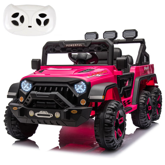 24V 4WD Kids Ride on Truck with Remote Control Ride on Toy for Boys and Girls Powerful Electric Vehicles Ride on Car for Kids 3-8 Years Old, Rear Storage Box, Bluetooth