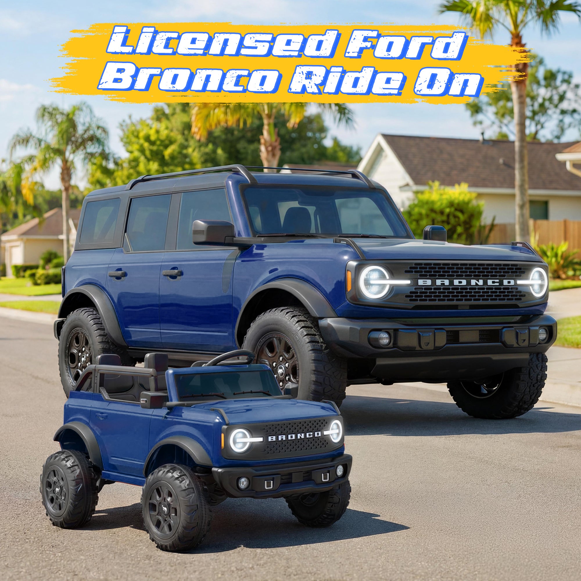 iYofe 24V Ride On Toys for Big Kids 2 Seat, Ford Bronco Base Powered Ride On Cars w/Remote Control, 4 Wheel Spring Suspension, Lights, Bluetooth, Kids Electric Car for Boys Girls Age 3-8, Pink