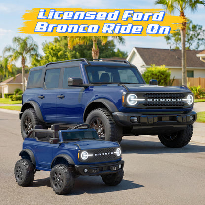iYofe 24V Ride On Toys for Big Kids 2 Seat, Ford Bronco Base Powered Ride On Cars w/Remote Control, 4 Wheel Spring Suspension, Lights, Bluetooth, Kids Electric Car for Boys Girls Age 3-8, Pink