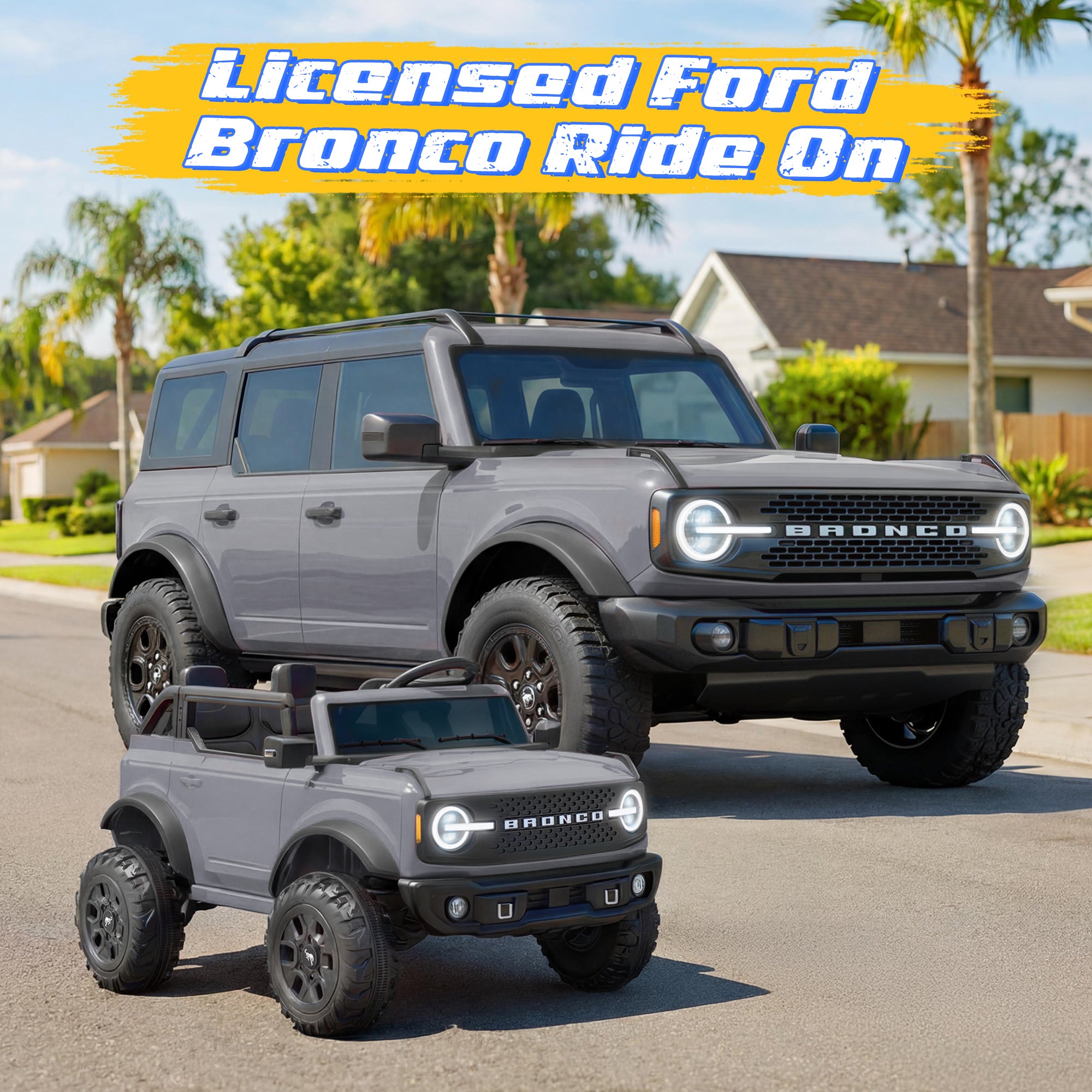 iYofe 24V Ride On Toys for Big Kids 2 Seat, Ford Bronco Base Powered Ride On Cars w/Remote Control, 4 Wheel Spring Suspension, Lights, Bluetooth, Kids Electric Car for Boys Girls Age 3-8, Pink