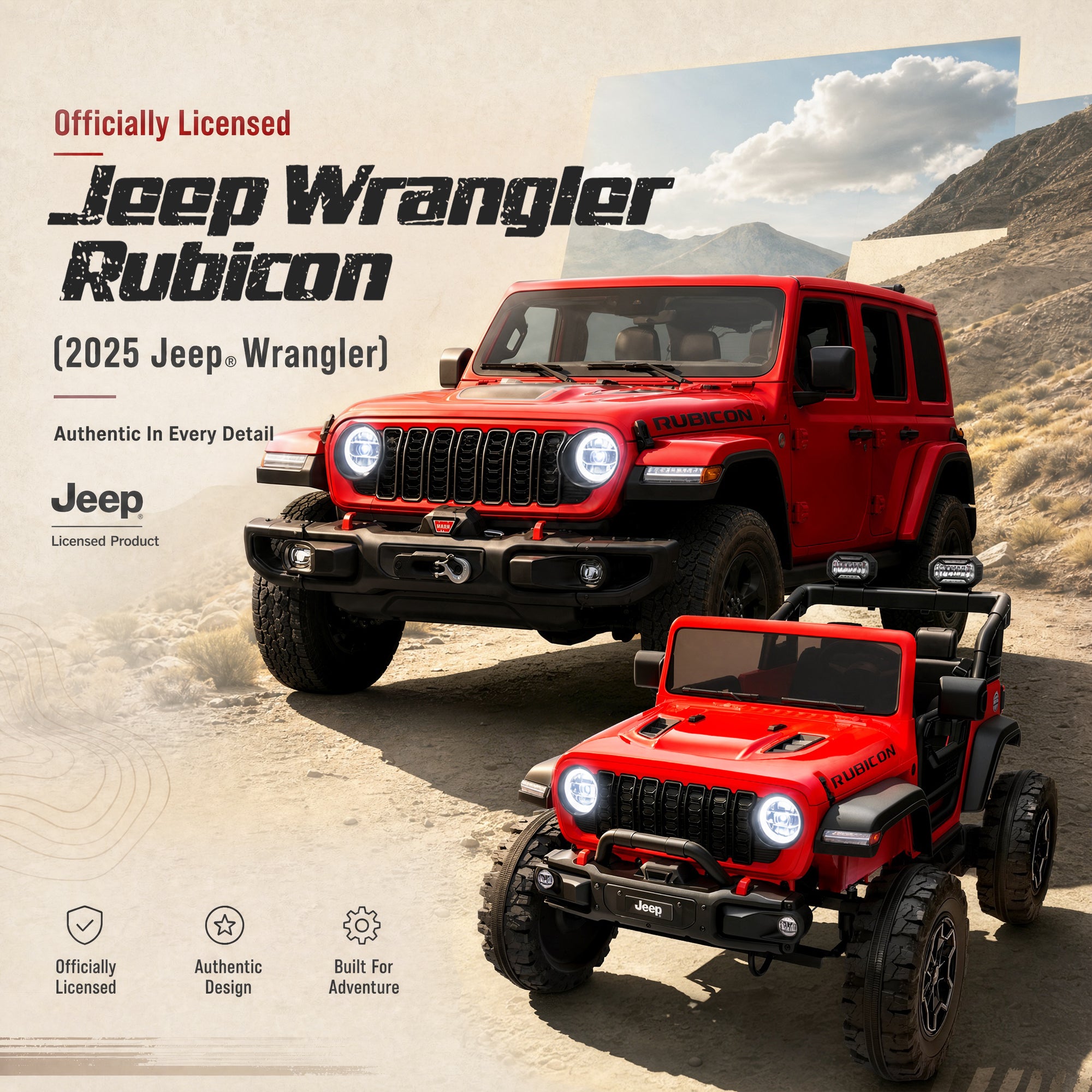 iYofe Jeep Wrangler Rubicon 24V 2 Seater Truck Powered Ride on with Remote Control&Bluetooth