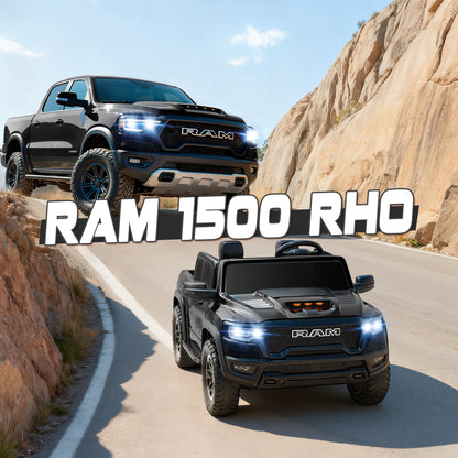 iYofe Ram 24V Ride on Car 2 Seater, Ram 1500 RHO Battery Powered Electric Car Truck with 4 Wheels, Ride on Toy with Remote Control for Big Kids Toddlers 3-8 Boys Girls, Bluetooth & Trunk