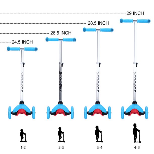 iYofe Height-Adjustable Kids Scooter, 3 Wheels Scooter with PU Flashing Wheels, Brake, Extra-Wide Deck, Scooter for Boys or Girls Ages 3+, Kids Birthday Gift/Christmas Gift, Blue