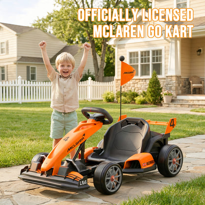 24V Electric Go Kart for Kids, McLaren Powered Drift Racing Go Cart W/ 400W Motor, Adjustable Seat, Kids Race Pedal Ride on Car Toy for Boy Girl