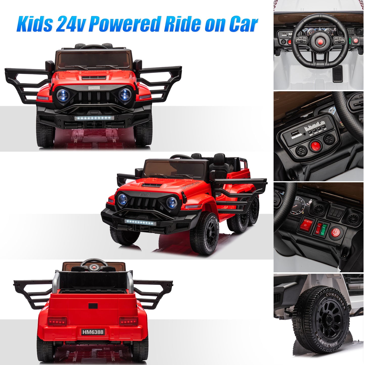 24V 2 Seats Ride on Car with Remote Control Ride on Toy for Boys and Girls 3-6 Years Old Electric Vehicle for Kids, Bluetooth, Swing Mode