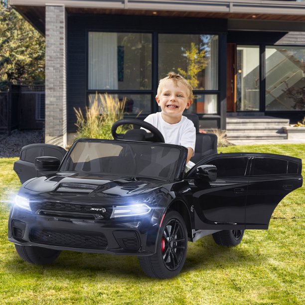 iYofe 12V Electric Battery Powered Ride on Toy for Kids, Licensed Dodge 12V Ride on Car with Remote Control, USB, MP3, Bluetooth, LED Lights, 4 Wheel Suspension, Kids Car to Ride for Ages 3-4, Black