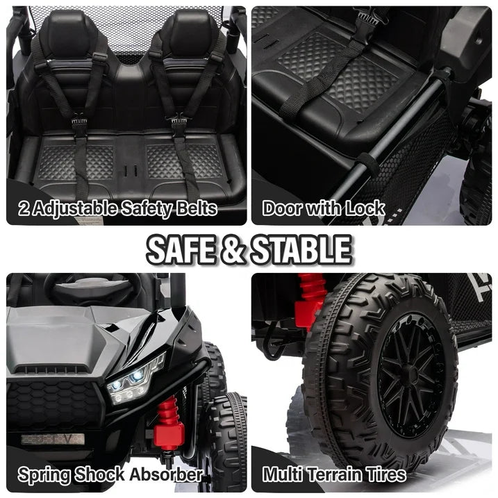 24V Ride on Car for 2 Kids, 2 Seater Kids Ride on UTV Cars, 400W Super Power Electric Cars with Remote Control, Bluetooth, Rear Storage Space, 4 Wheel suspension, LED Light, Rear Searchlight