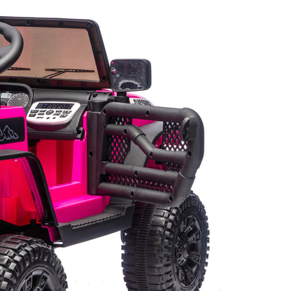 iYofe 24V Powered Ride on Cars for Toddlers, Ride on Truck for kids Boys Girls Gifts 2-5, Ride on Toys with Remote Control, Bluetooth, Music, LED Light, MP3 Player, 4 Wheel Suspension, Rose Pink